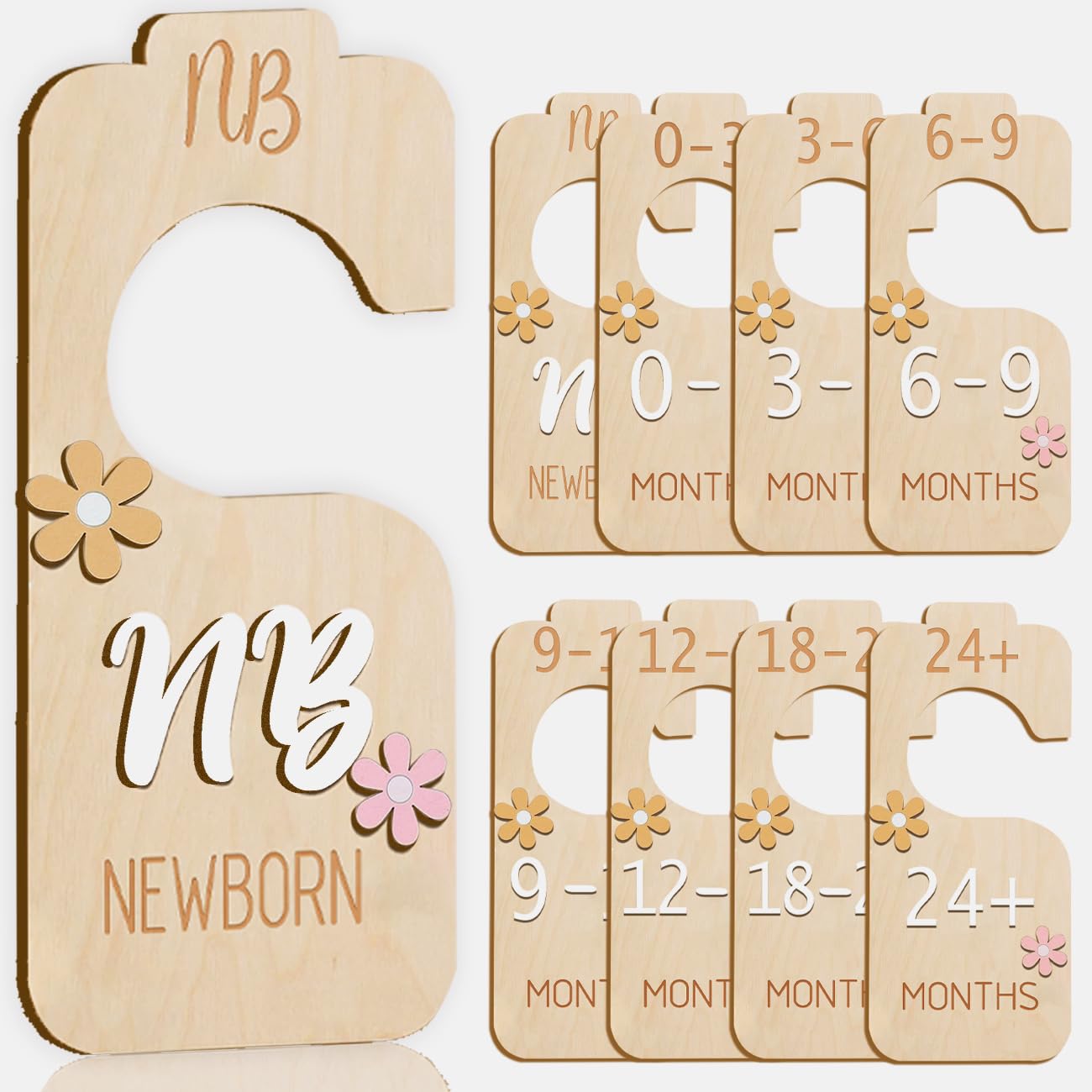 eoscasely Baby Closet Divider - 3D Double-Sided Wooden Baby Wardrobe Baby Closet Organizer Daisy design Nursery Decor Clothes