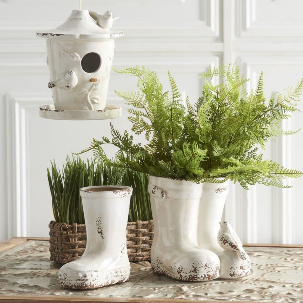 Amazon.com: K&K Interiors White, 7.5 Inch Ceramic Weathered Double