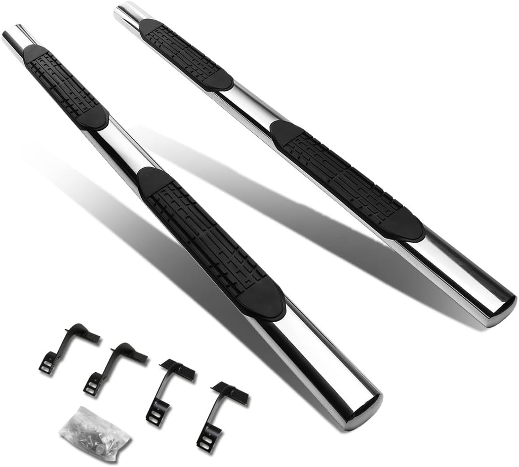 DNA Motoring 5 Inches Running Boards Compatible with 17-22 F250 F350 Super Duty Super Cab, Stainless Steel Flat Side Step Nerf Bars, STEPB-ZTL-8219-SS