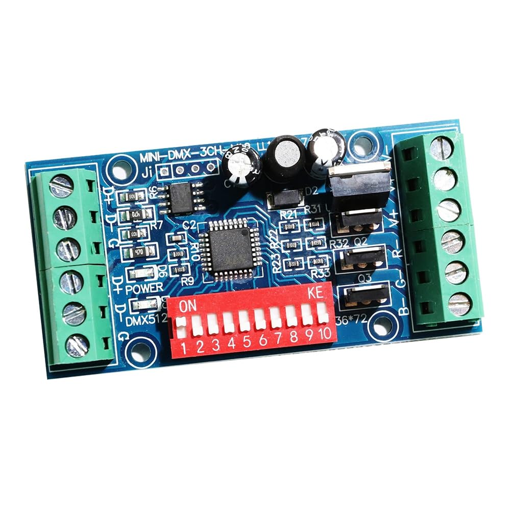 Mini 3CH LED Controlador RGB DMX512 decodificador, 3 canales 1 grupo, para módulo de tira LED DC5V-24V 15A MINI--3CH-V1