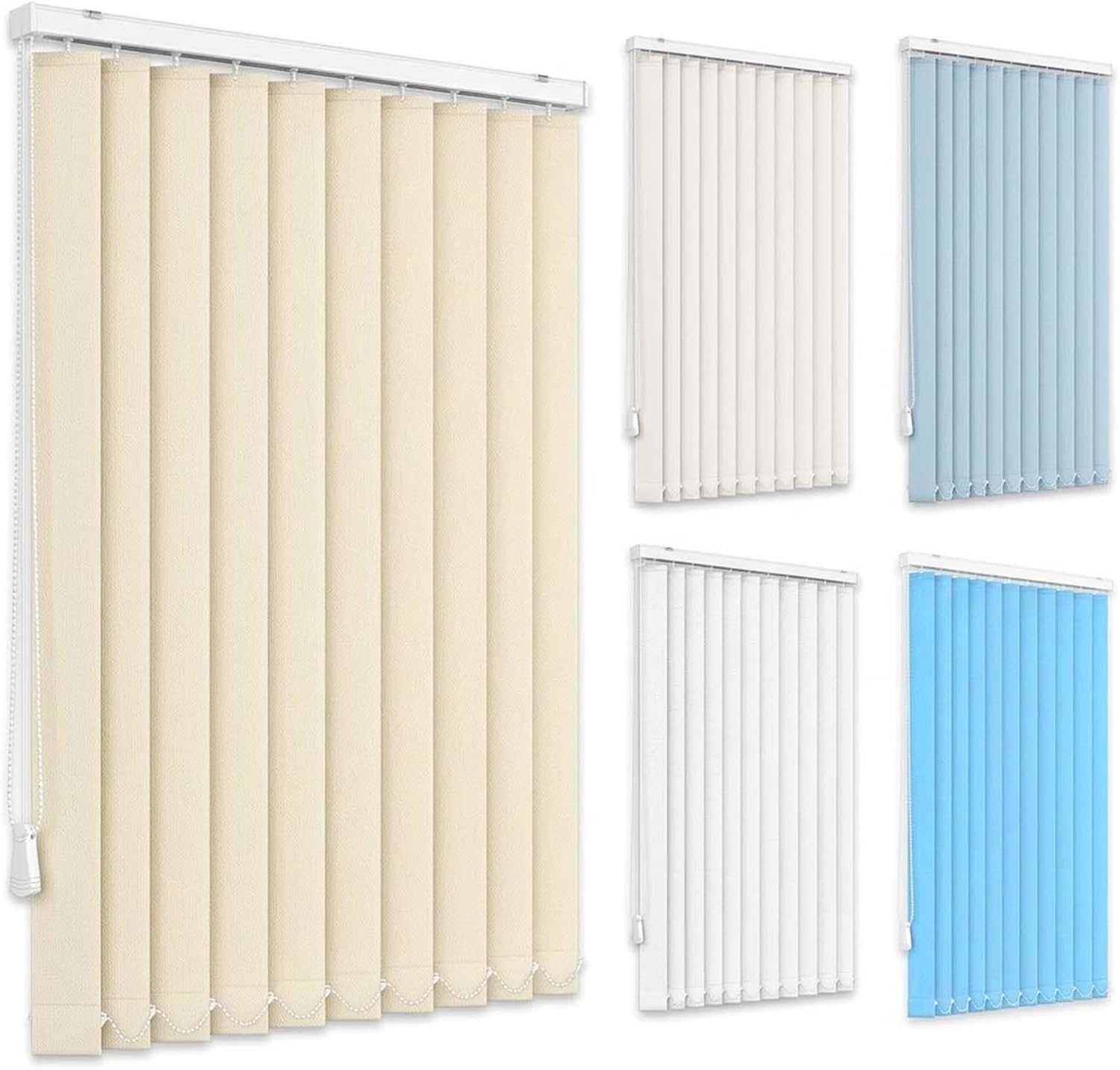 Blackout Vertical Blinds for Sliding Glass Doors, Premium Fabric Patio Door Window Shades 3.5 Inch Slats, Pull Cord Light Filtering Vertical Window Blind Room Divider Large(Blue)