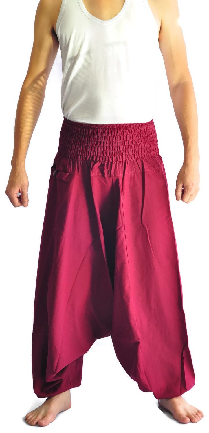 Mens Baggy Yoga Hippie Boho Aladdin Alibaba Harem Pants (red)