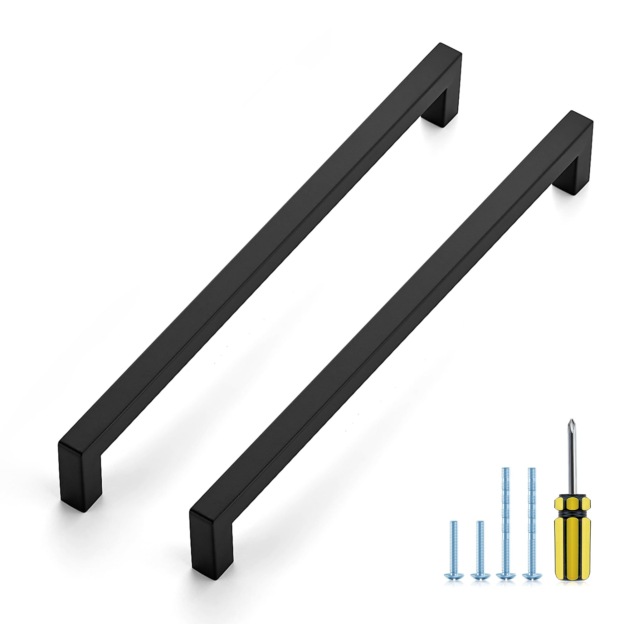 Ravinte Matte Black Square Pulls Cabinet Handles,10 Inch,10 Pack