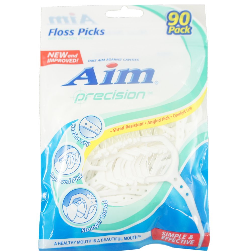 Aim Floss wykałaczki do zębów woskowana nić nylonowa - 90 Ea