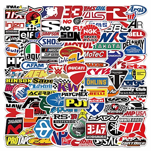 100Pcs Car & Moto Modified Brand Logo Series Sticker Pack Vinyl Stickers for Laptop,Car,Moto,Skateboard,Bike,Luggage Graffiti Decal for Friends,Children,Adults-Waterproof