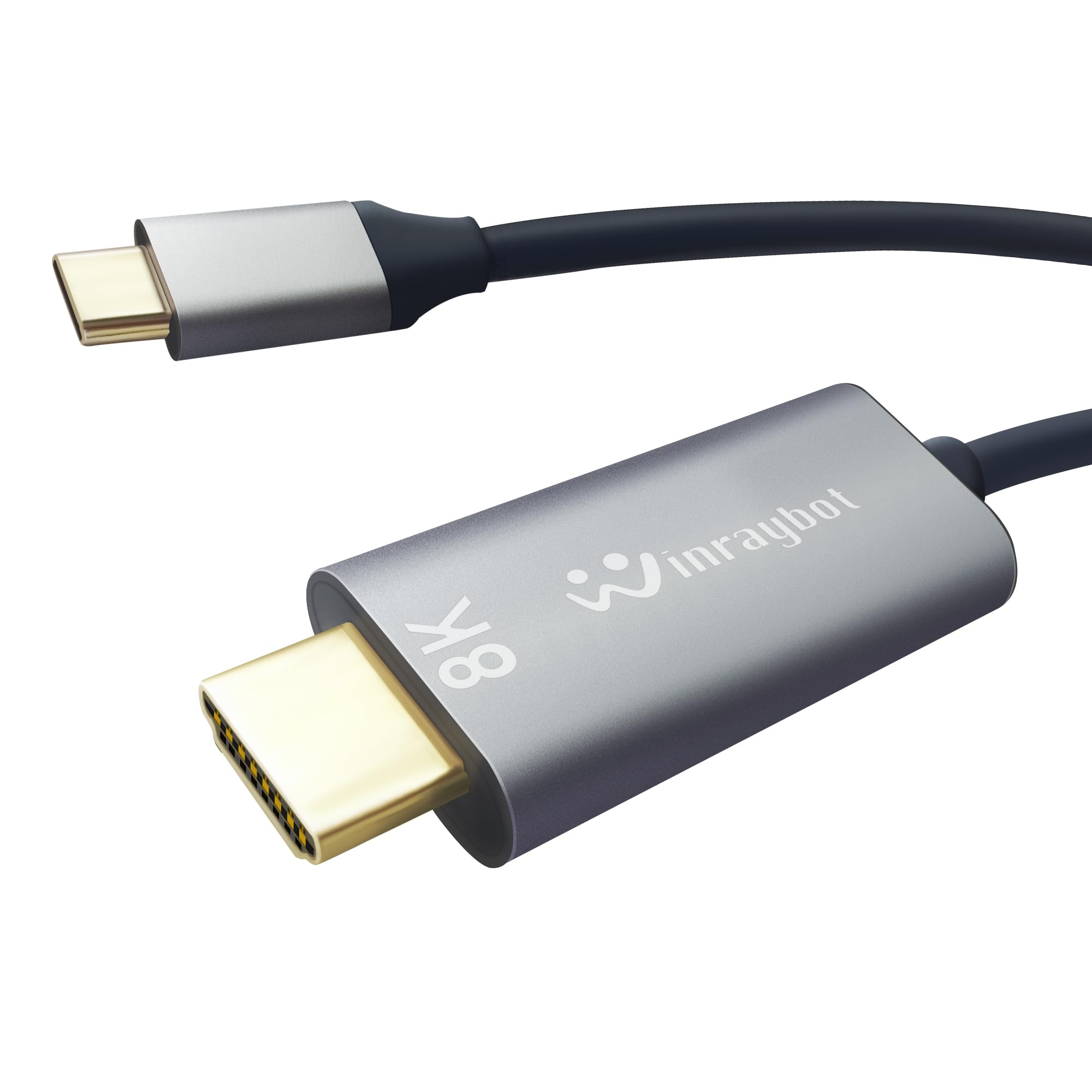 WinRaybot USB C to HDMI 2.1 Cable [8K@60Hz,4K@144Hz] 6.6FT Type-C to HDMI Cord Plug & Play 48Gbps High-Speed Adapter for MacBook, iPhone, Galaxy, iPad