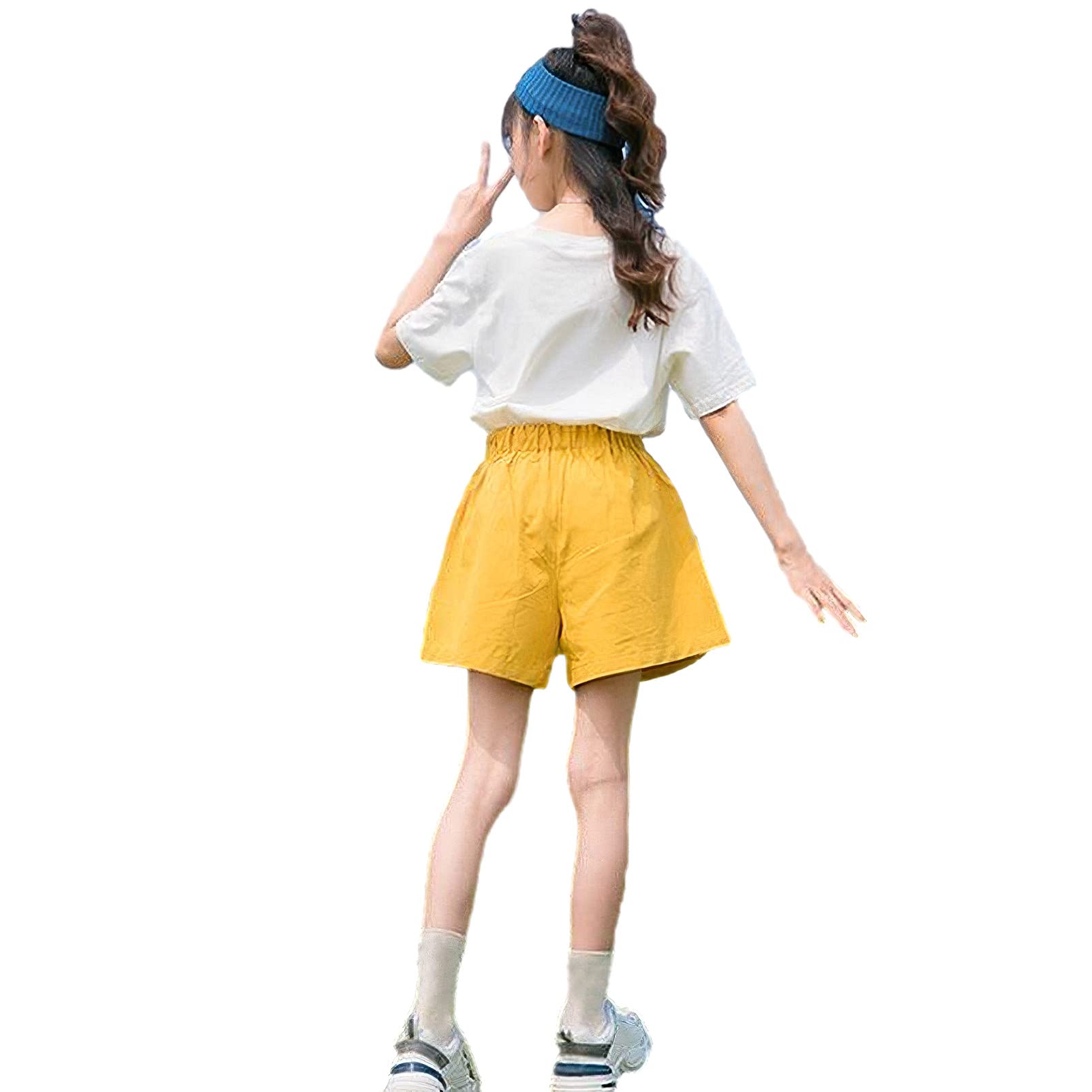 amropi Completo 2 Pezzi Ragazze Floreale Maglietta con Maniche Corte + Pantaloncini Abiti Setper età 3-13 Anni