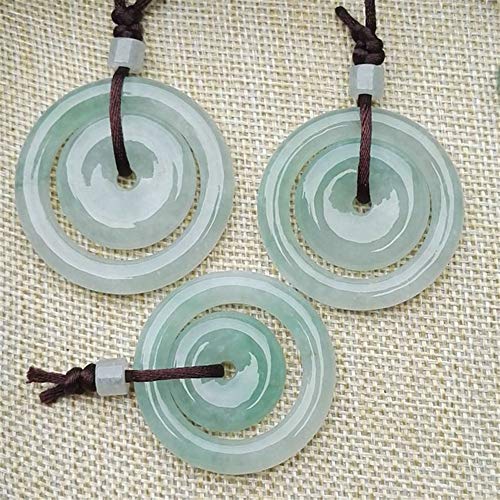 Aosuai Women Donuts Necklace Pendant Natural Myanmar Jadeite Jade Round Circle Peace Buckle Pendant Gift For Female Fine Jewelry (Gem Color : Light Green) #TOP5