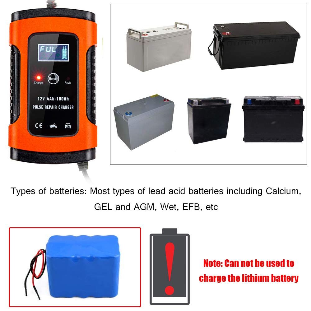 12V/5Amp Car Battery Charger, Smart Fully Automatic Battery Charger