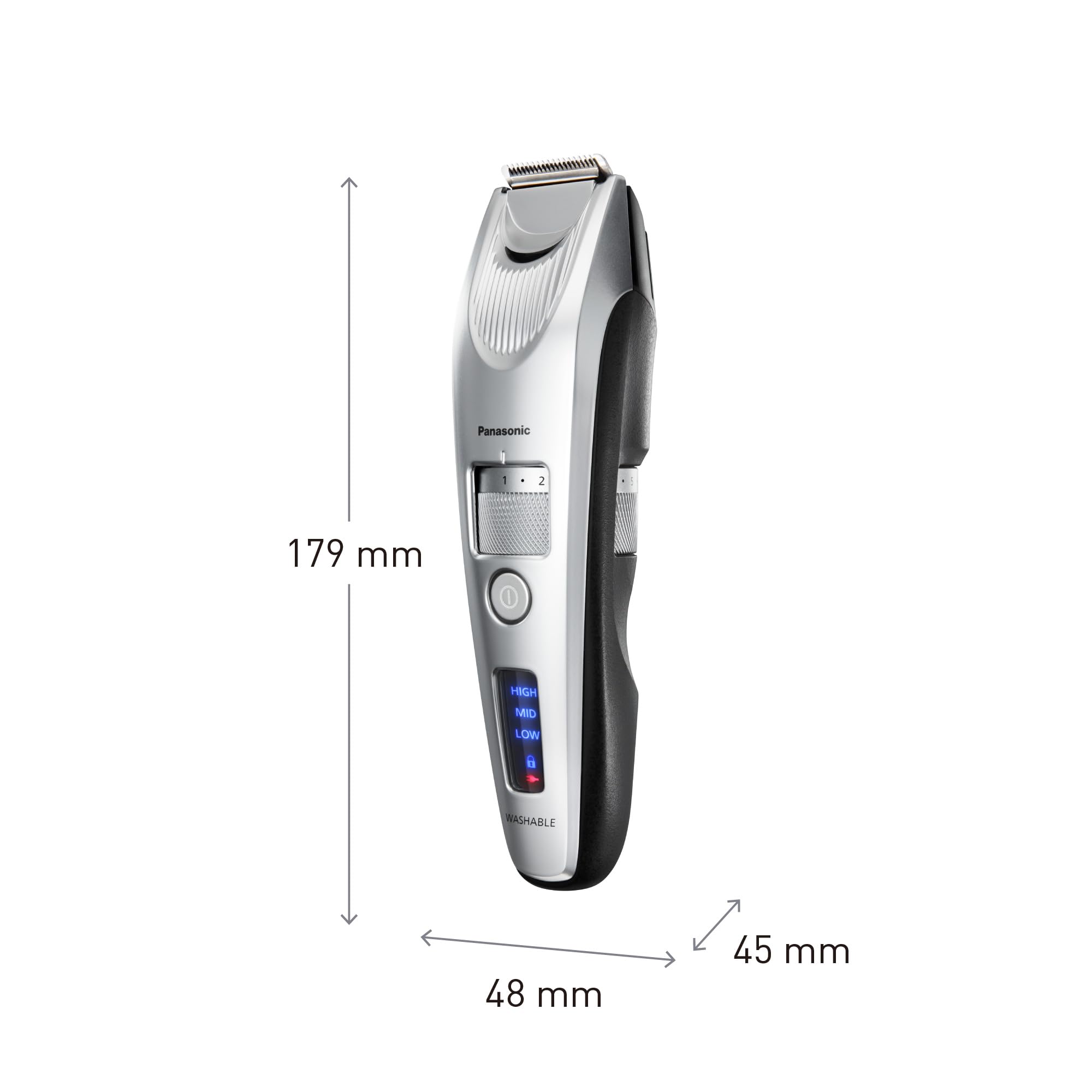 Panasonic ER-SB60S-803 Tondeuse à Barbe pour Hommes, Portable Sans Fil Étanche, 20 réglages de longueur, 2 Accessoires, Embout de Détail, Sans Fil et Filaire, Socle de Chargement, Argenté