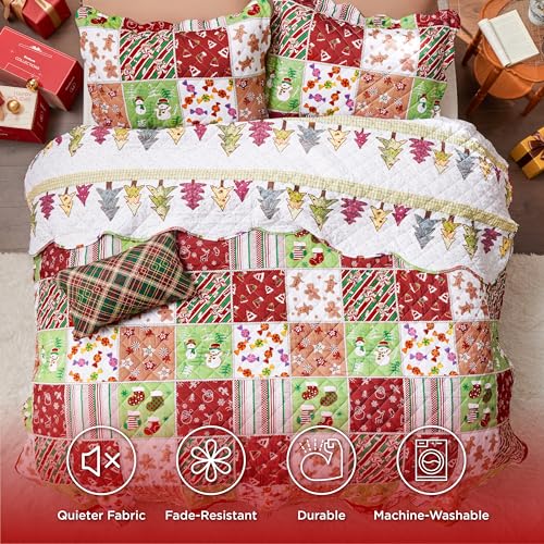 Image of Bedsure Christmas Quilts Queen Size, Red Christmas Comforter Bedding Set