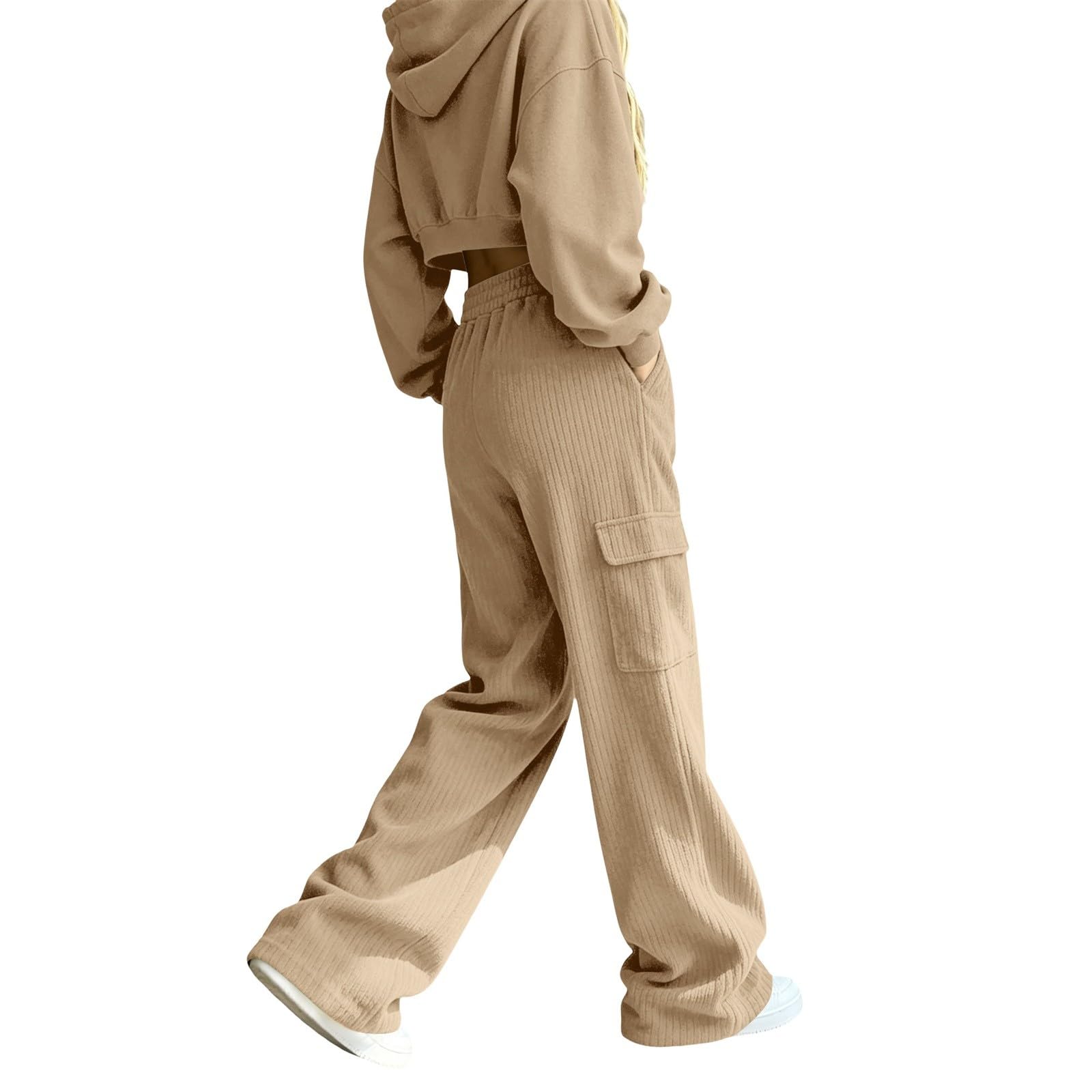 Pantaloni cargo da donna, leggeri, a nido d'ape, da lavoro, larghi, con | Pantaloni traspiranti per il tempo libero, sportivi, con elastico in vita, morbidi, in tinta unita, stile boho, per vacanze