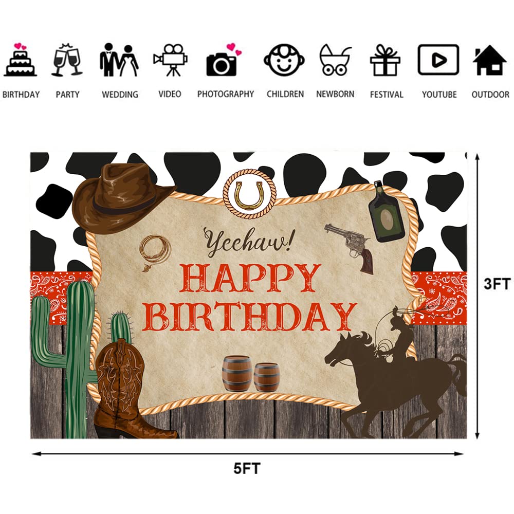 RoadSea Western Happy Birthday Banner – Mexikanische Fiesta Wimpelkette, Ca. 2,5 M, Braun Glitzernd