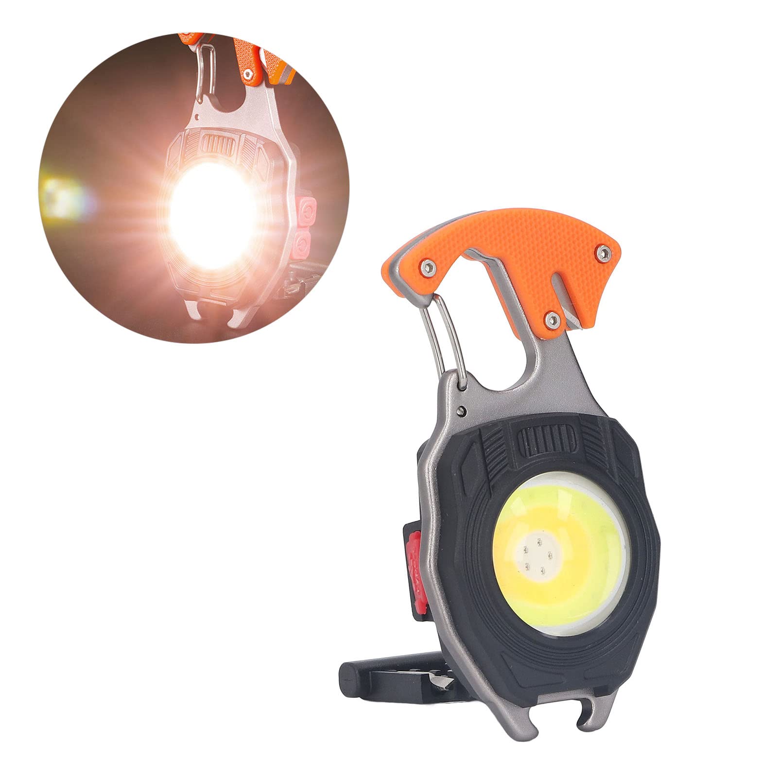 JTLB Llavero LED Linterna Multifuncional Tipo C Mini Luz de Trabajo de Emergencia Luz de Bolsillo con Encendedor Abrebotellas