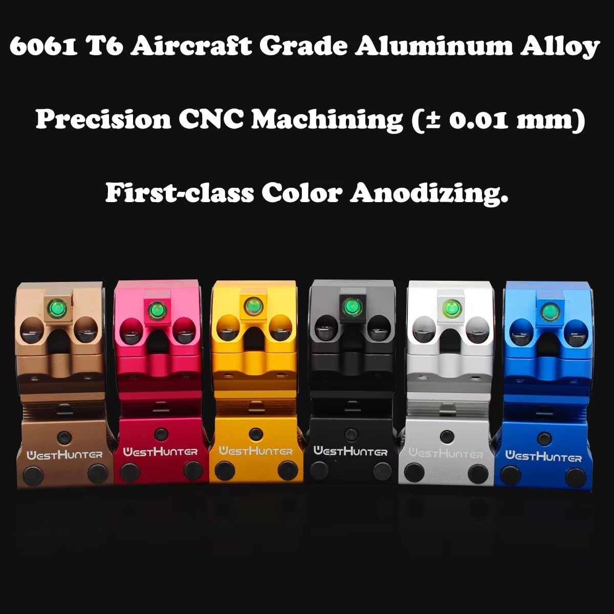 WestHunter Optics Precision Picatinny Scope Rings, 34 mm Tube Adjustable Height Scope Mount with Bubble Level, 30 mm & 25.4 Adapter | 34mm - 40mm Center Height