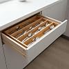 Deconox Bamboo Drawer Organizer 37.5x25x4 cm | 4 Compartment, Movable Separators | Spoon Holder, Sewing, Office and Kitchen Organizer