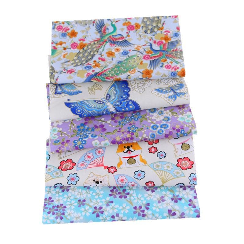 Generic CraftsFabrics 5pcs Japanese Fat Quarters (Col 09), FCJFQB-5PCS-18, Col-09