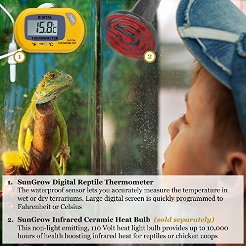 image for SunGrow Reptile Digital Thermometer, 1.5” x 2.3” x 0.5”, Easy to