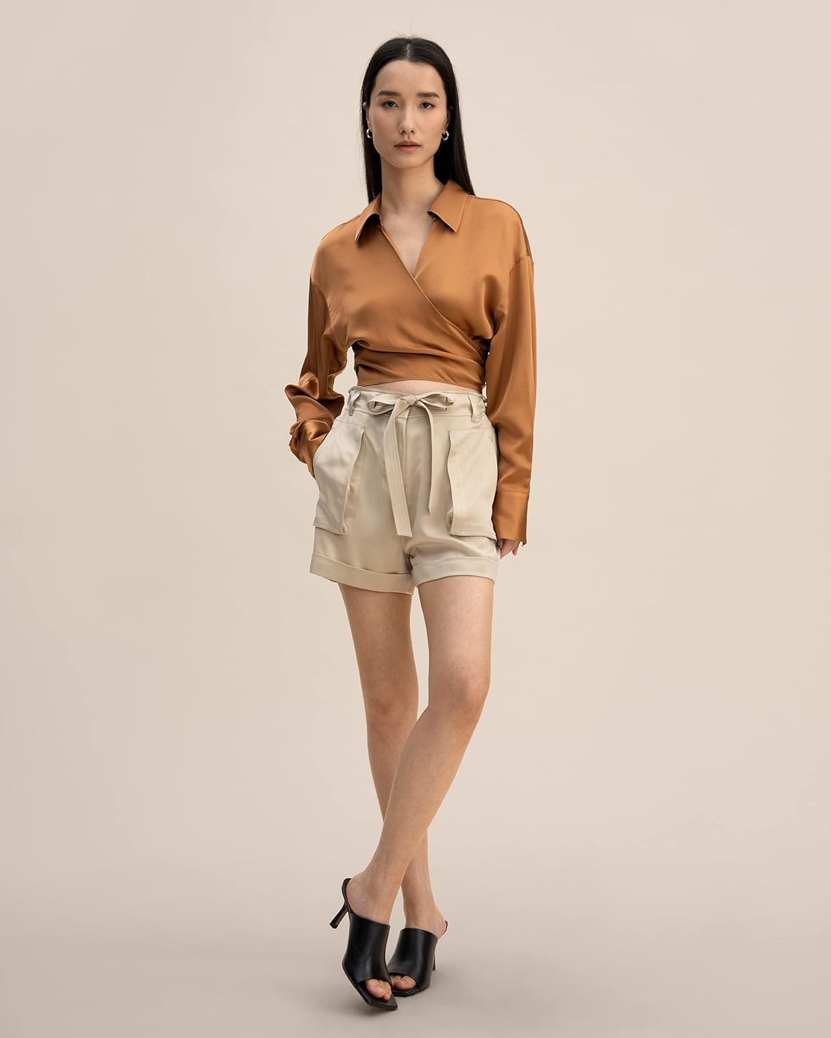 LilySilk 100% Silk Pants for Women 22MM Sand-Wash Charmeuse Silk Utility Pants for Work & Business
