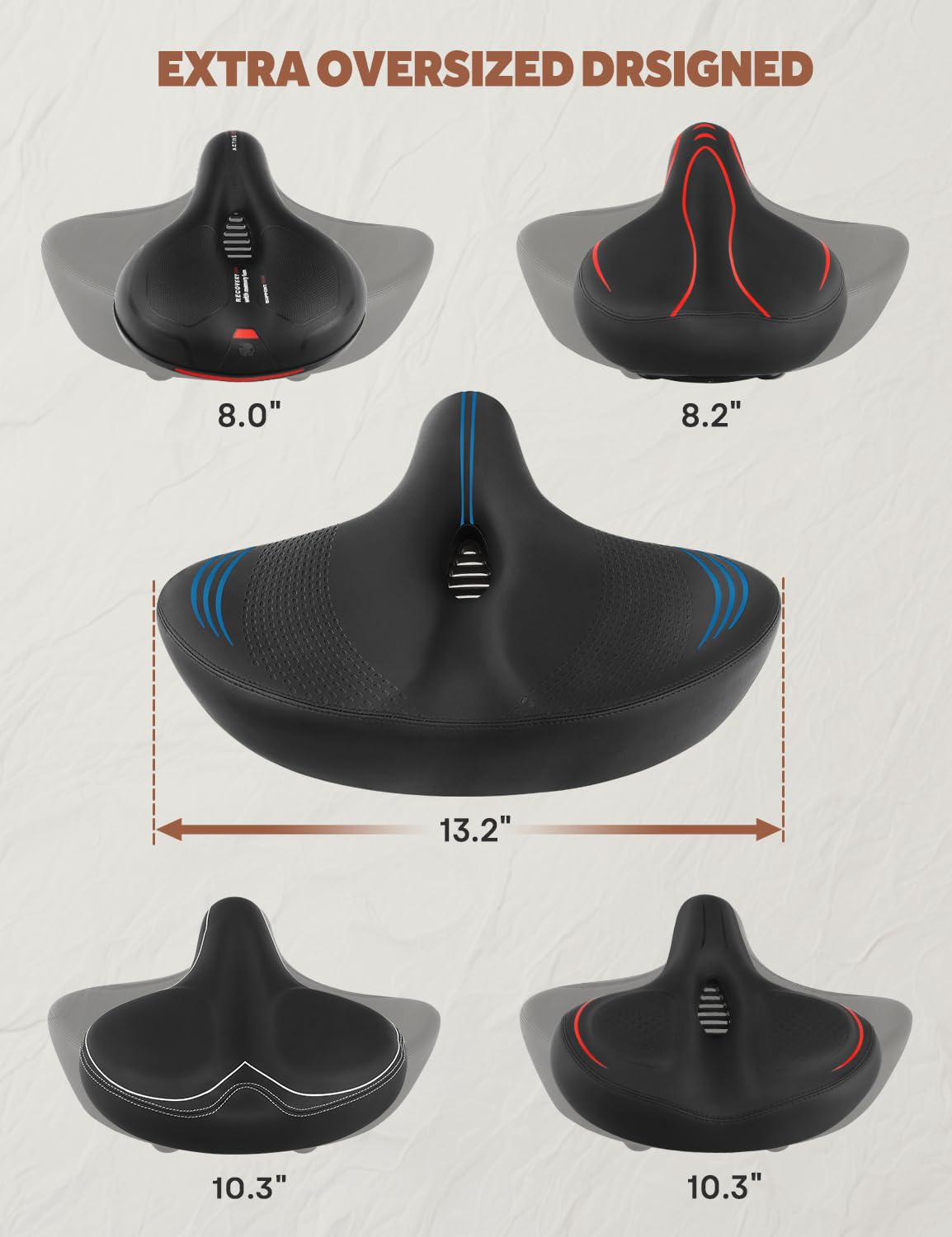 Asiento De Bicicleta Cómodo De Gran Tamaño Para Hombre Y Mujer, Sillín De Bicicleta Para Ejercicio Al Aire Libre, Acolchado Suave Y Ancho