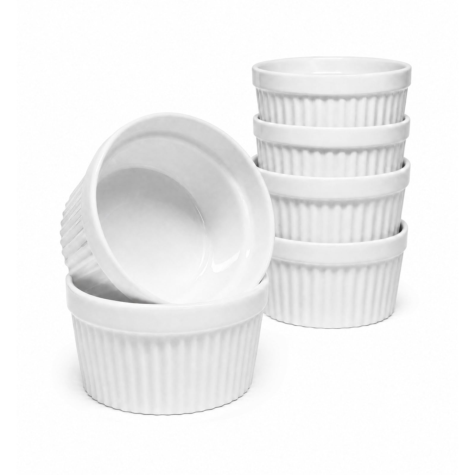 DOWAN Set di 6 ciotole per creme brulee, in porcellana, 120/180/240 ml