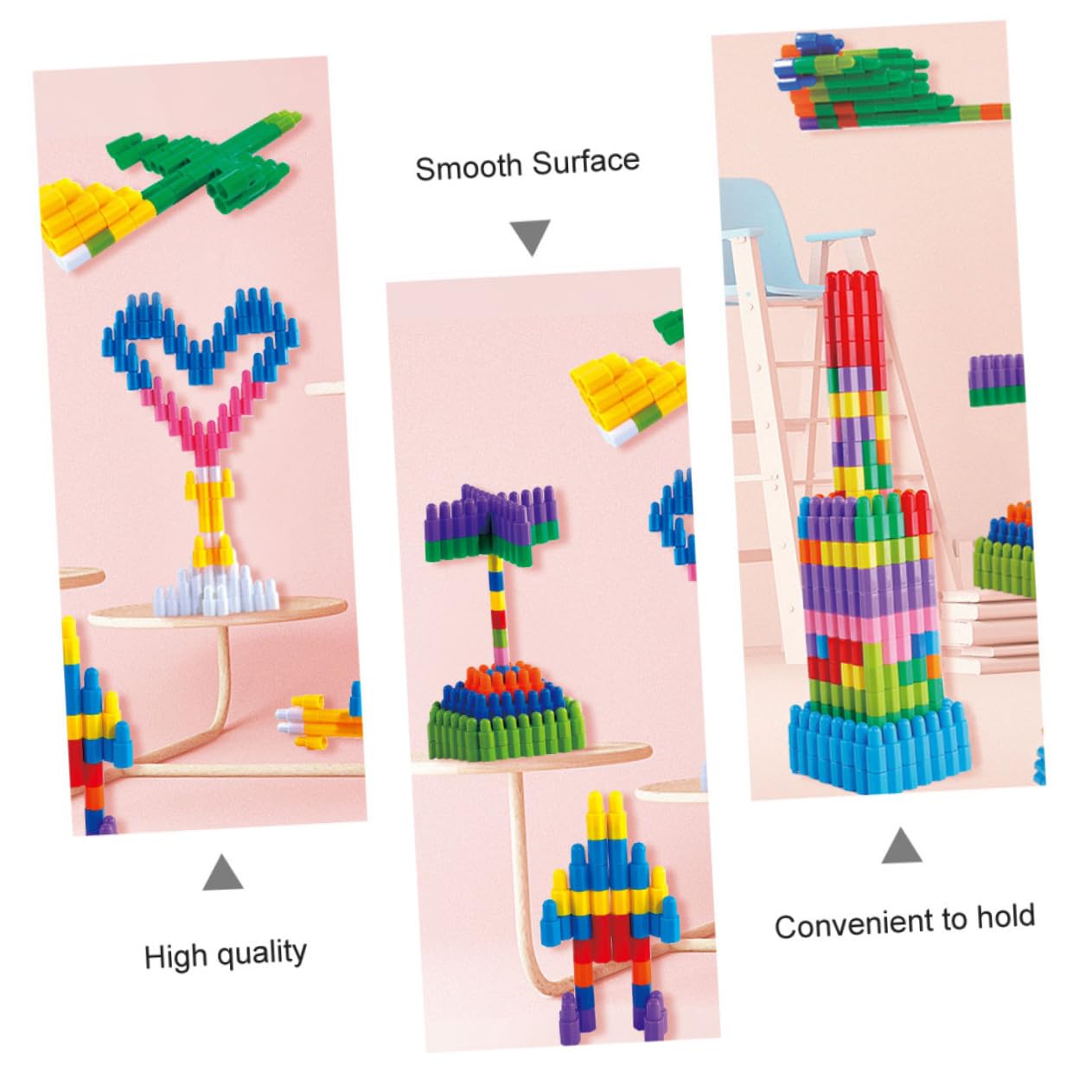 Beaupretty Set 270 Pezzi Mattoncini Costruzioni per Ragazzo Ragazza in Plastica, Educativo e Facile da Tenere, Gioco Creativo per Sviluppo Cognitivo e Divertimento Colore Casuale