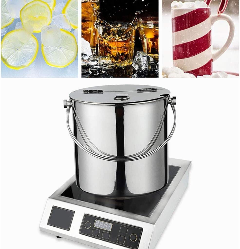 Cubitera Botella Vino Cañador de Hielo de Hielo de Acero Inoxidable en Espesado Cañón de Hielo con Recipiente de Hielo de Mango portátil para Bar Beer Fiesta de Cerveza de champán de Vino