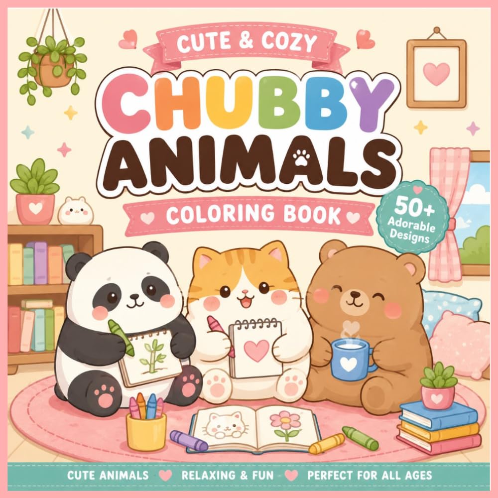 Cuty&Cozy Chubby Animal Coloring Book: Cozy Animal Friends with Big Coloring Spaces