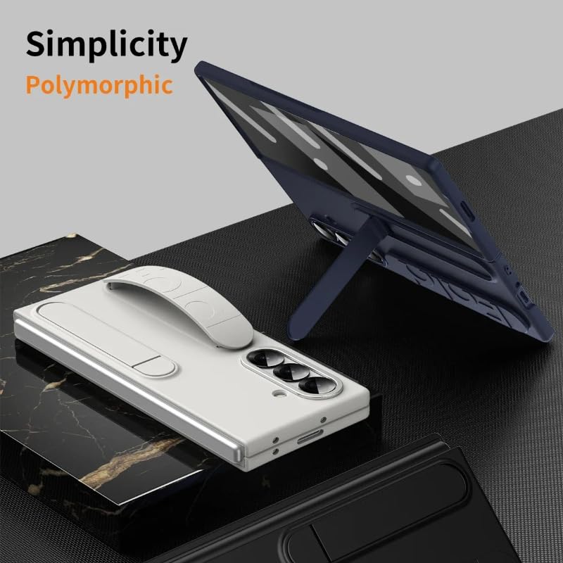 Image of Hybird Shockproof Mobile Back Cover Case for Samsung Galaxy Z Fold 8 Ultra Case with Wrist Band Strap, Stand Case Galaxy Z Fold8 Ultra 5G Cover