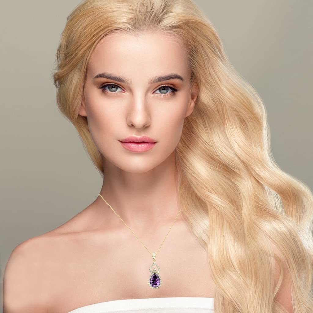 Collar con colgante para mujer, collar de lágrima, collar de piedra natal, joyería de aniversario/regalo de cumpleaños para mamá, esposa, amiga, 18 pulgadas + 2 pulgadas, Latón, Zafiro 7