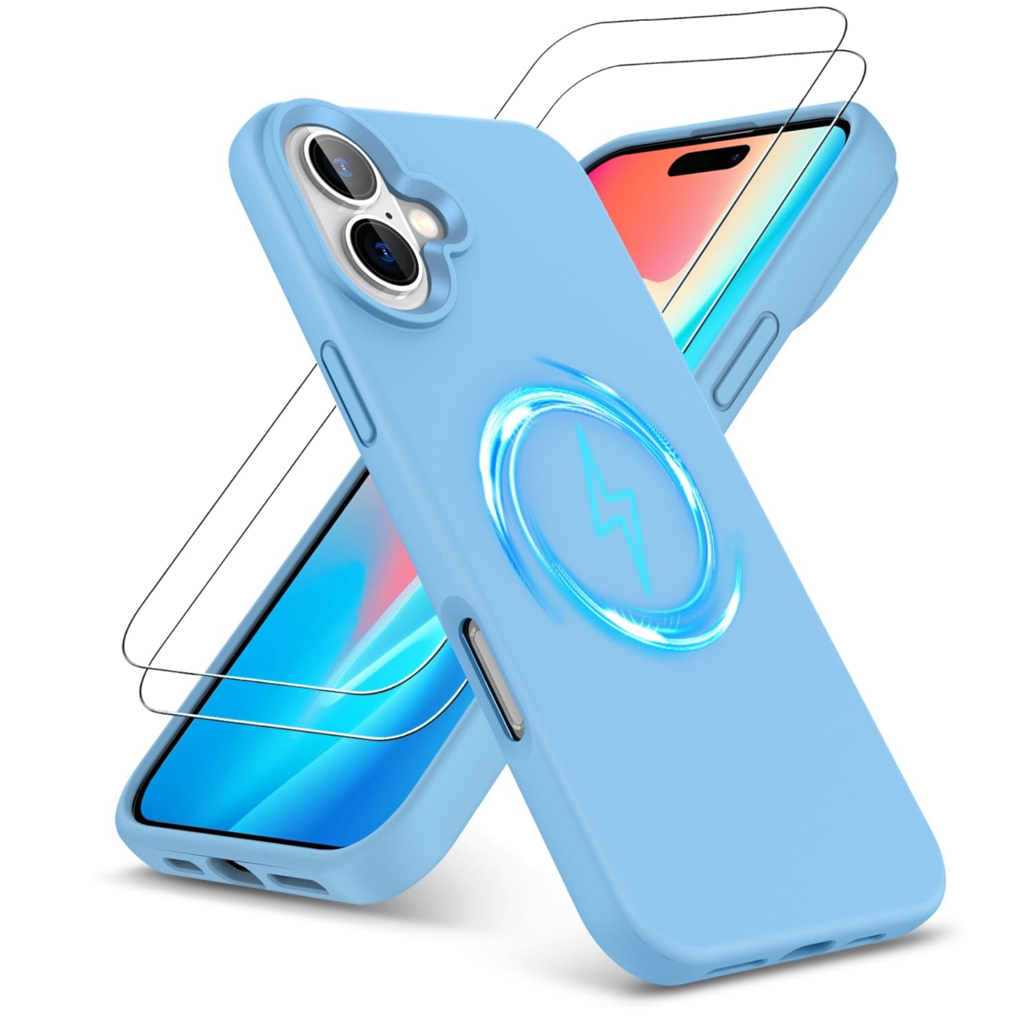 PIXFAB for iPhone 16 Case with 2 x Screen Protector Tempered Glass