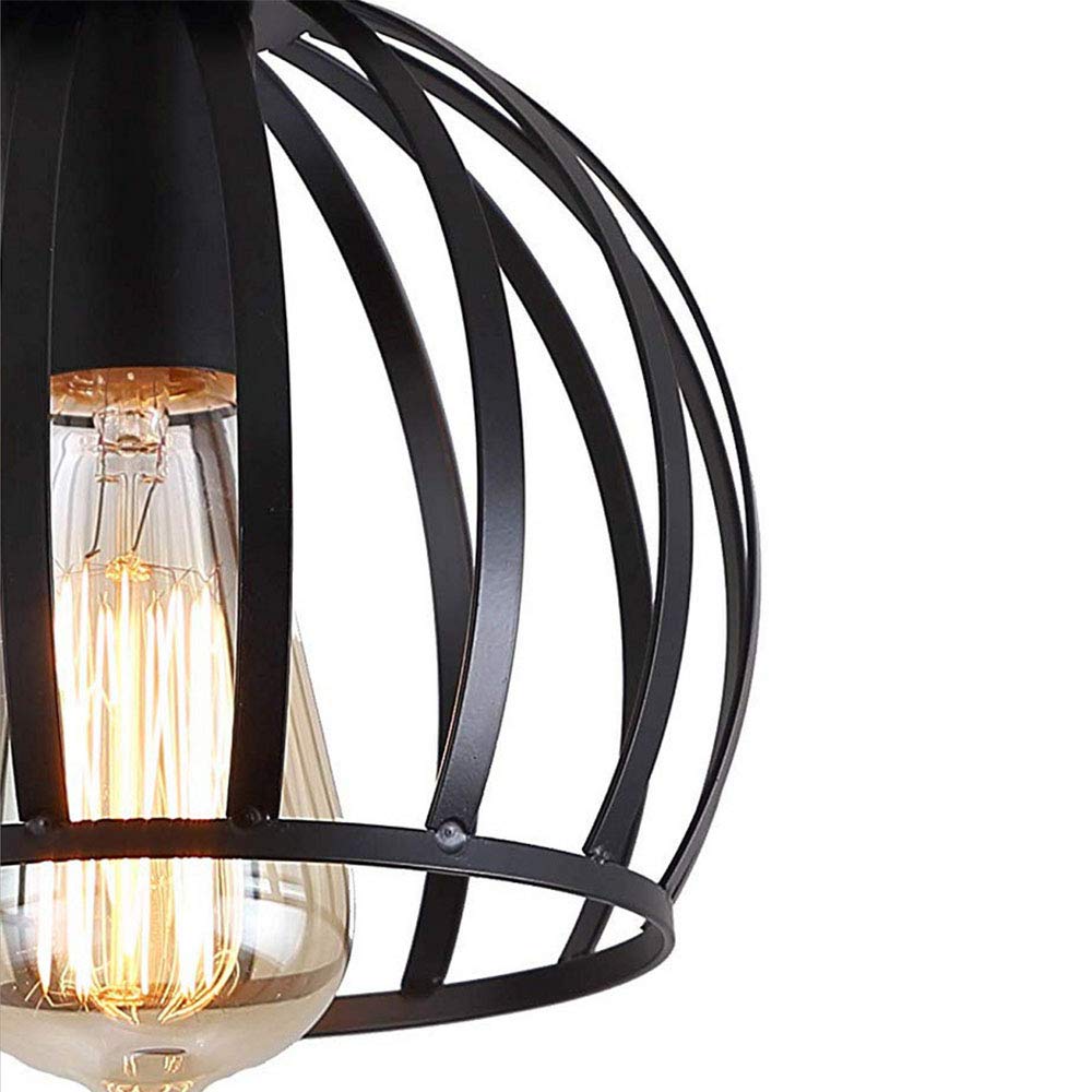 STOEX Suspension Luminaire Vintage Cage Métal 3 Lampes E27 - Lustre Industriel Noir