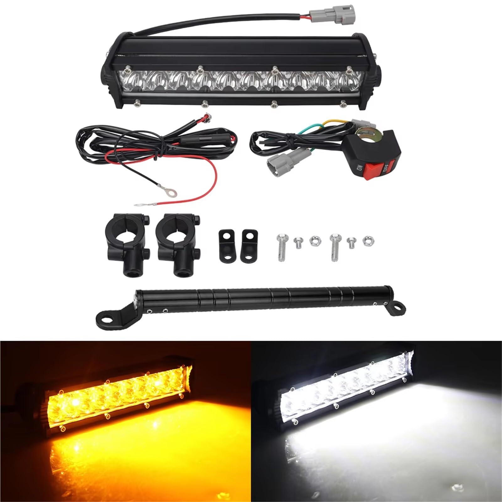 Faro Anteriore per Moto per Suzuki per RM85 per RM125 RMZ250 DRZ400 Moto Faro Luce Manubrio LED Bar Set 60W con Kit Interruttore
