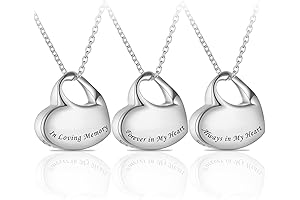 3 Pack Cremation Jewelry for Ashes, Heart Urn & Keepsake Pendant