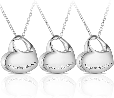 Decor Urns 3 Pack Cremation Jewelry for Ashes Heart Urn Necklaces for Ashes, Urn Locket for Ashes Memorial Urn Jewelry Waterproof Keepsake Pendant with Funnel Kit & Bag