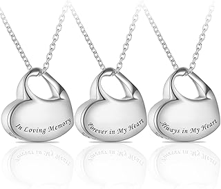 3 Pack Cremation Jewelry for Ashes Heart Urn Necklaces for Ashes, Urn Locket for