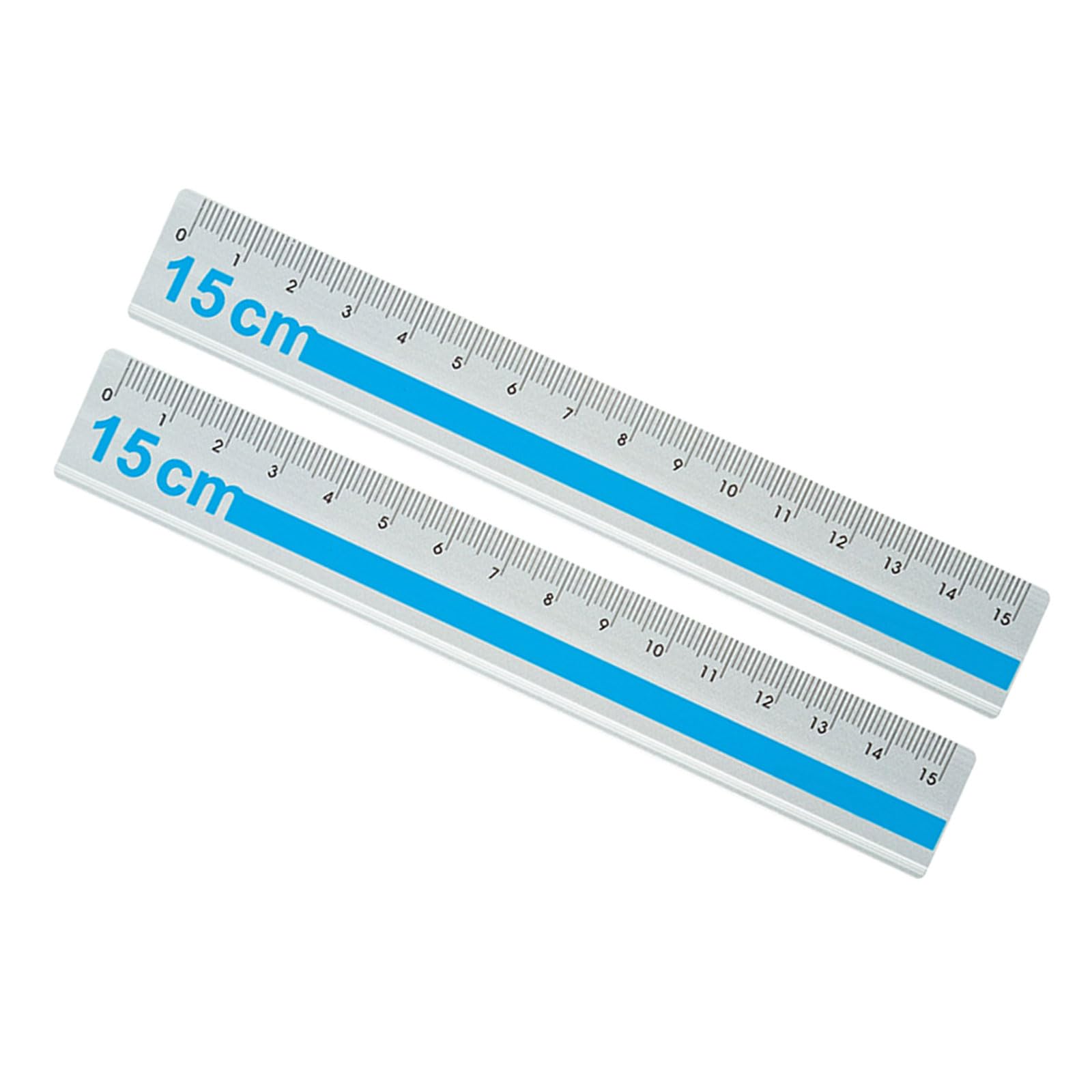 YHAILI Pack Of 2 15cm Aluminum Straight Ruler With Anti Slip Grip And Precisions Marking For Accurate Measuring In School