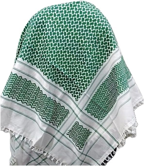 Arab Keffiyeh Shemagh All Original Made In Palestine Scarf Kufiya Arafat Cotton Hatta Scarf Bandanas Iraq Shemagh Green and White