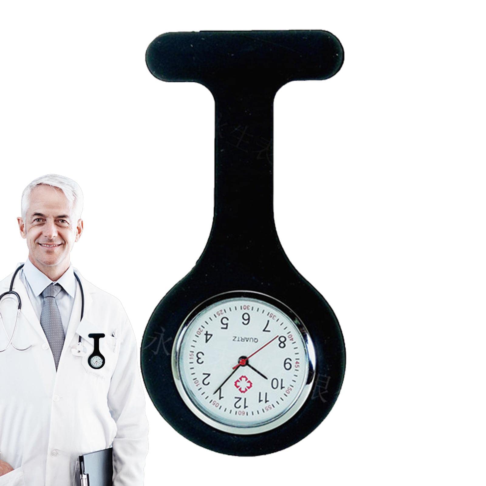 Ubervia Pocket Watch | Silicone Paramedic Fob Watch,Stain Control, Secondhand, Lapel Brooch Watch for Women Doctors Nurses-picture-30