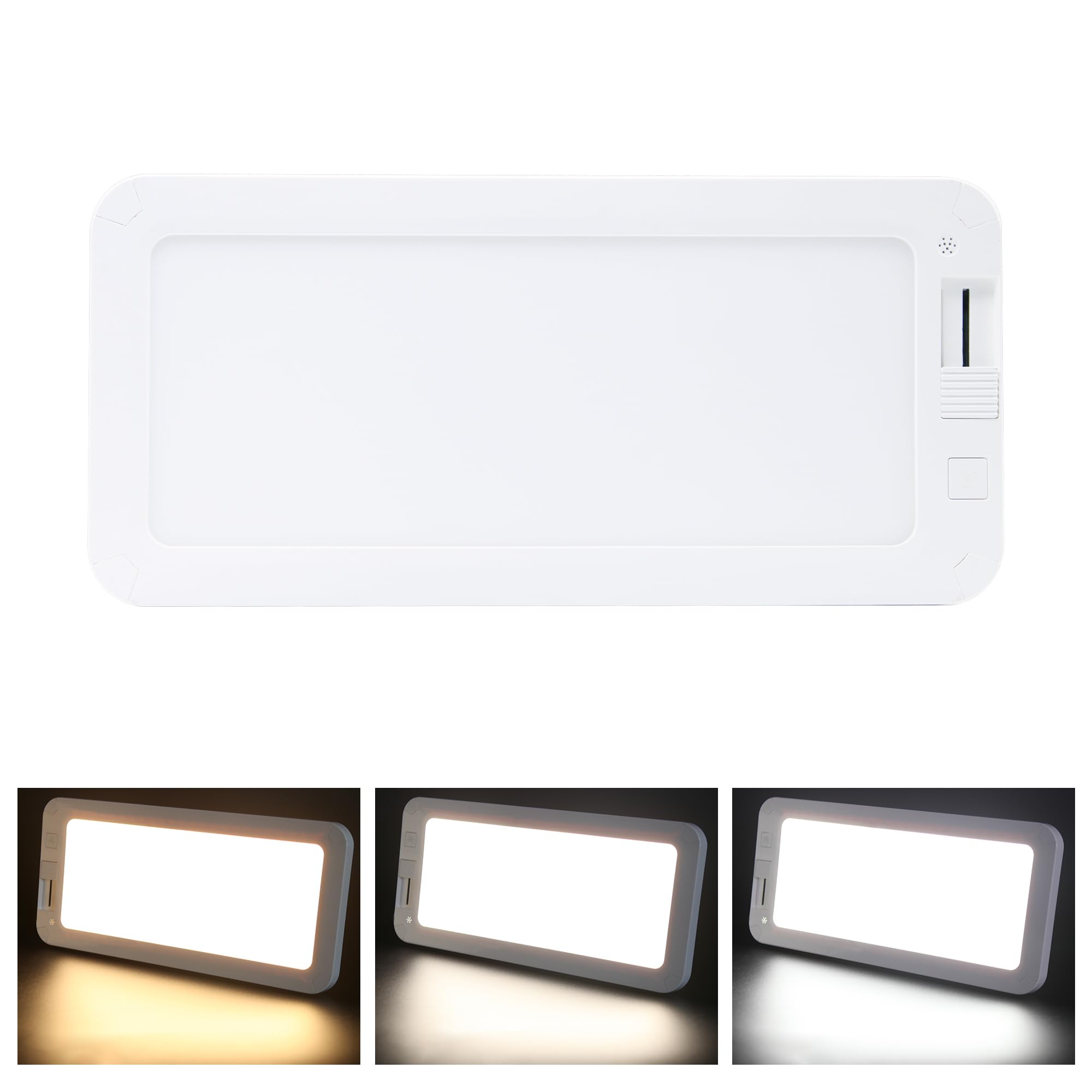 HomdecRV LED Ceiling Light Fixture with Dimmer Switch, Size 11.8" x 5.5" 700 Lumens, 12-30V RV Interior Lighting for Car Trailer Camper Boat, 3CCT: 3000K/4000K/6000K