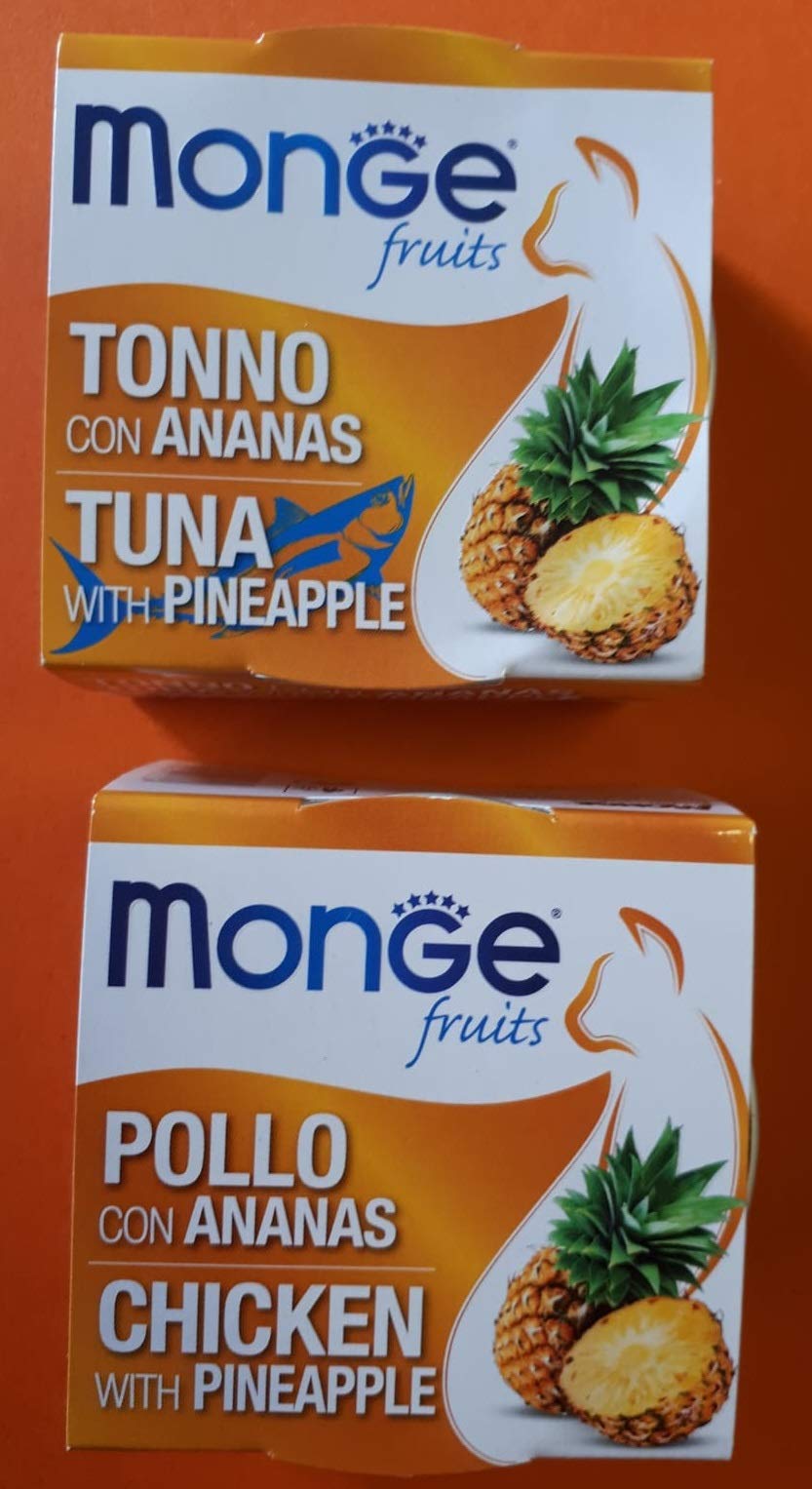 Monge 50 Pueden Pollo O ATÚN con Frutas para Gatos 80 GR