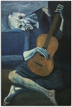 QUNYAAE Old Guitarist Poster Pablo Picasso 1903 Old Man and Guitar Music Wall Art Picture Print Canvas Painting Modern Home Living Room Decor Mural 20x30inch50x75cm-Unframed