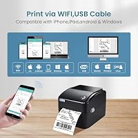 vretti WiFi Hőpapíros Címkenyomtató - Vezeték Nélküli GLS Csomagcímke Nyomtató DPD UPS FedEx Amazon Kompatibilitással, 4x6" Méretű Címkékhez 2