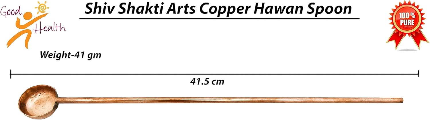 Shiv Shakti Arts Pure Copper Hawan Spoon for Pouring Ghee in Hawan Agnihotra, 16 Inches for Poojan Achmani Purpose (Pack of 1)