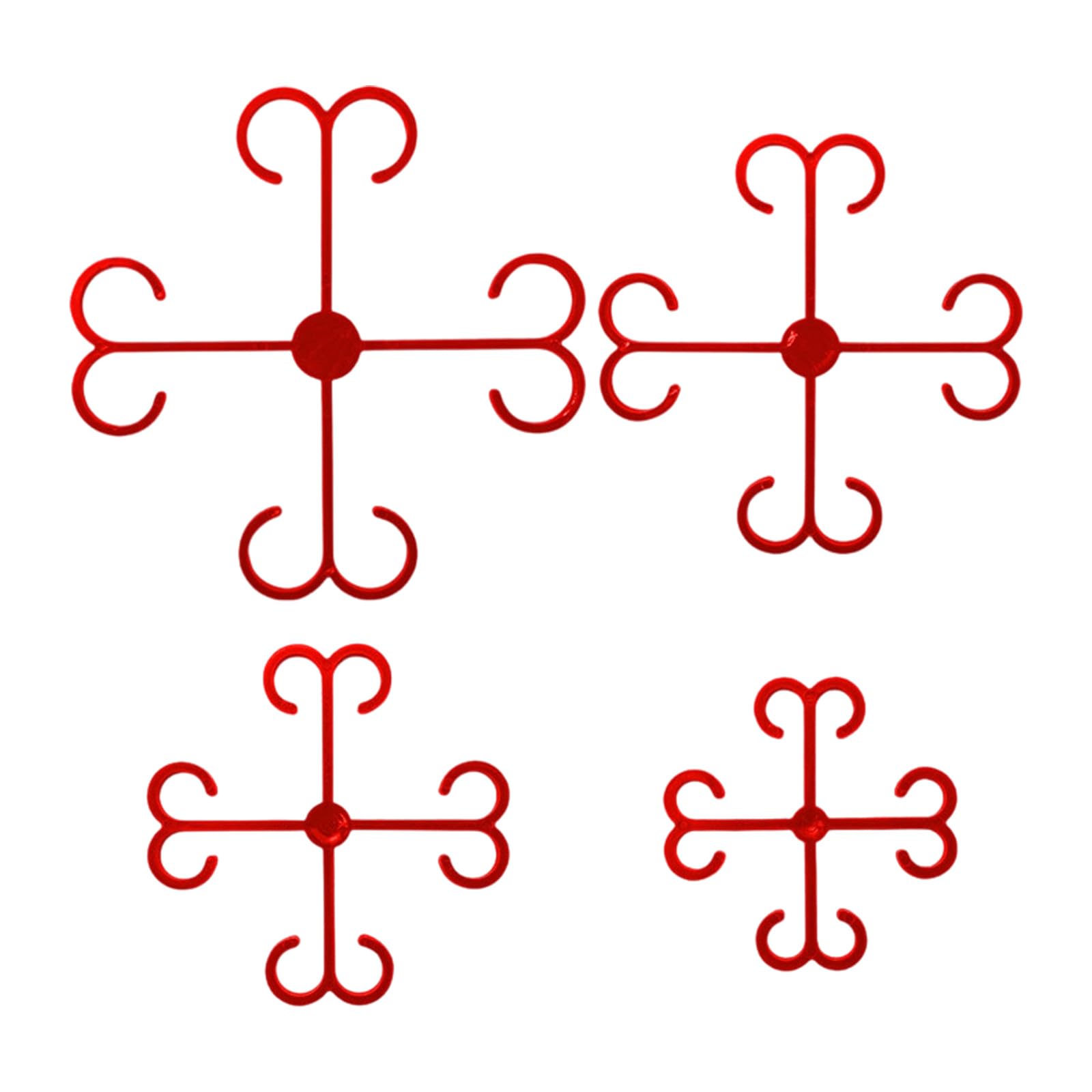 Hredyqw Red 4Pcs Double Hook Clips, Indoor Decor Fixing Holders, Reusable Small Fasteners & Wall Hooks, Growth Suppo