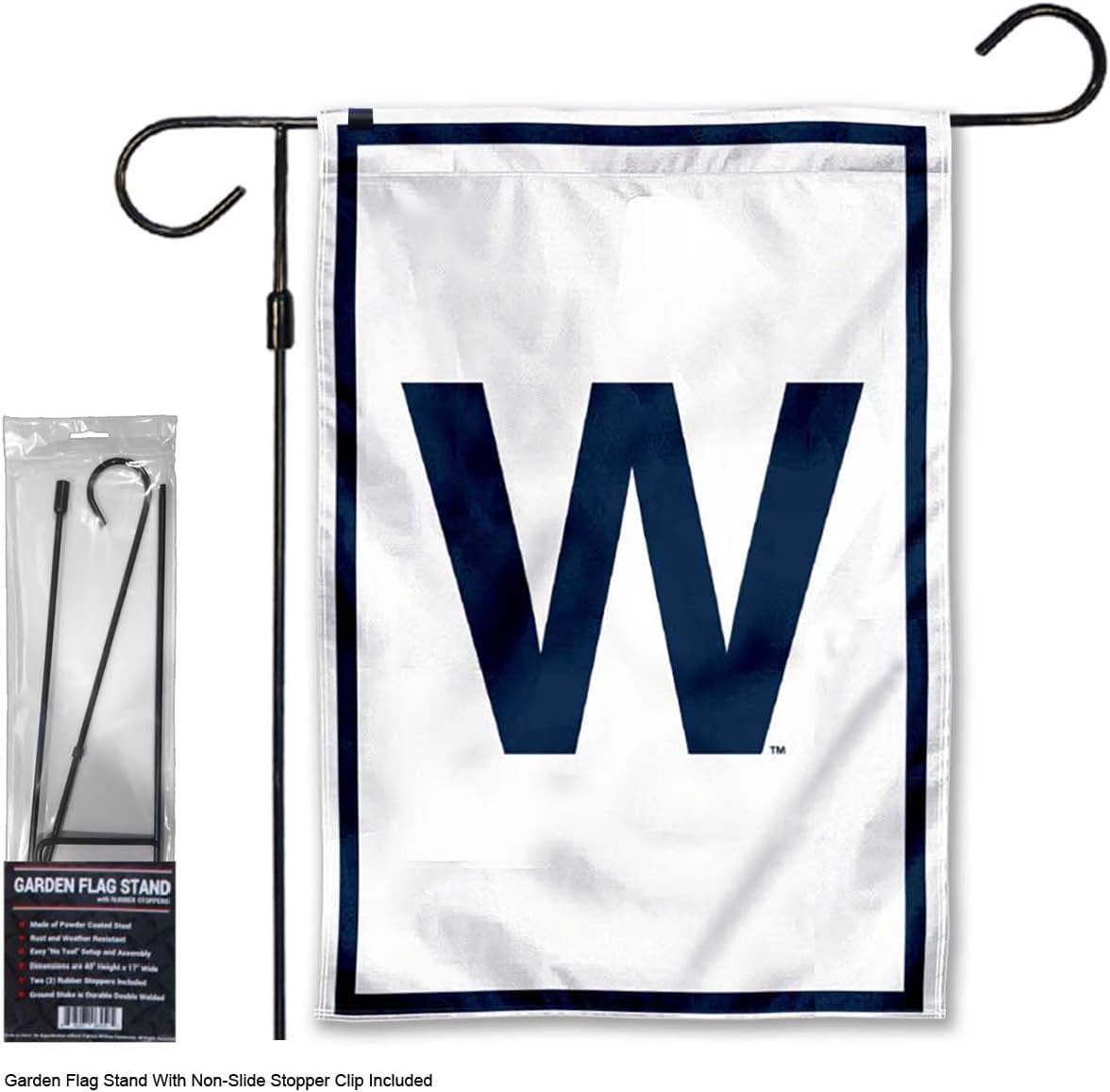 Chicago Baseball Win W Garden Flag with Stand Holder Flagpole - Image 2