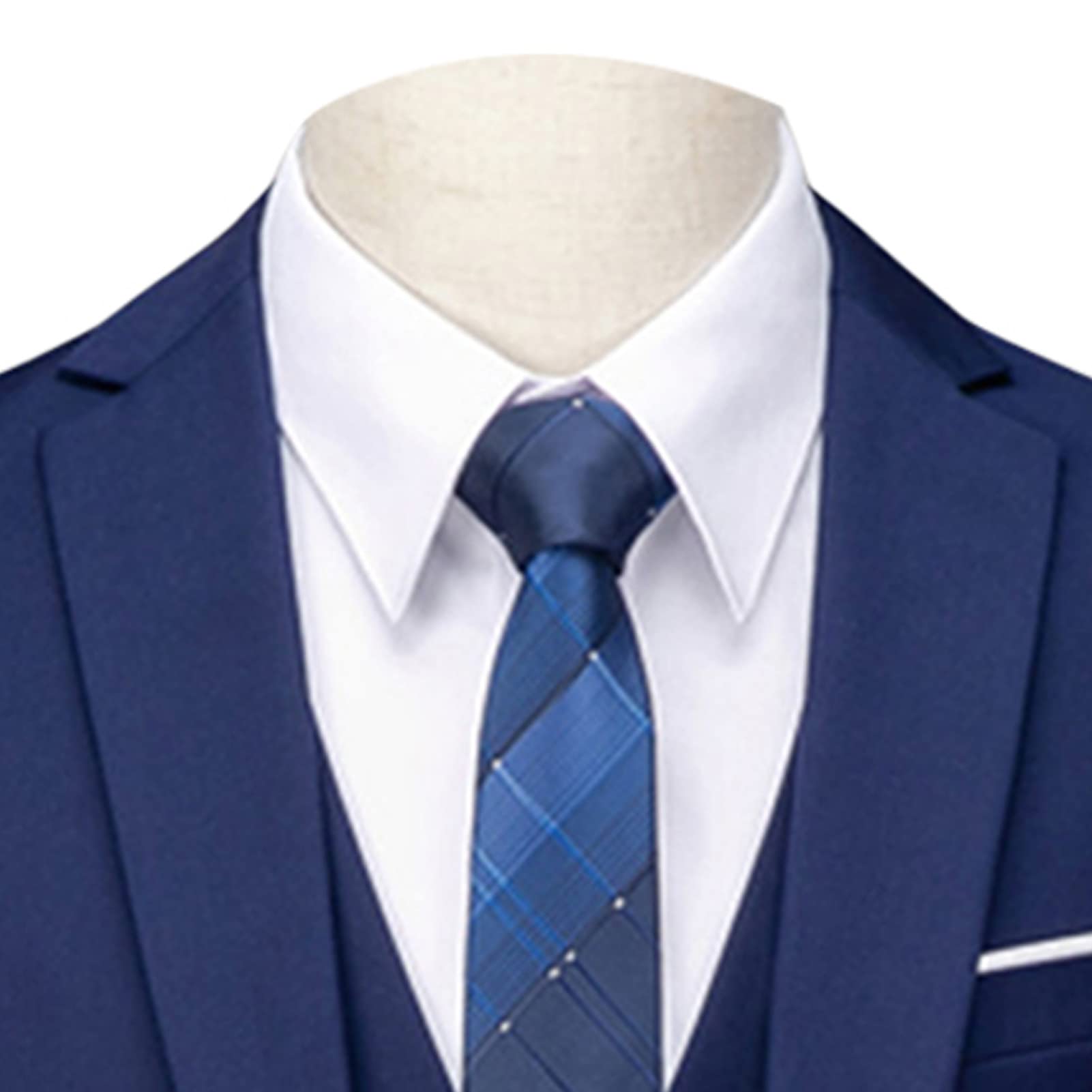 Maiyifu-GJ Men's 3 Piece Solid Color Suit Set Single Breasted Slim Fit Jacket Vest Pants Business Wedding Prom Blazer Sets (Dark Blue 1,X-Large) 1