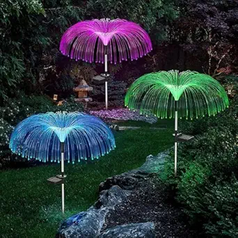 Jellyfish Solar Garden Lights | 7 Color LED Jellyfish Shape | Fiber Outdoor Pathway Waterproof Solar String Lights Decoration for Yard Garden | Balcony (Multi-Color) (PACK OF2) TAR1