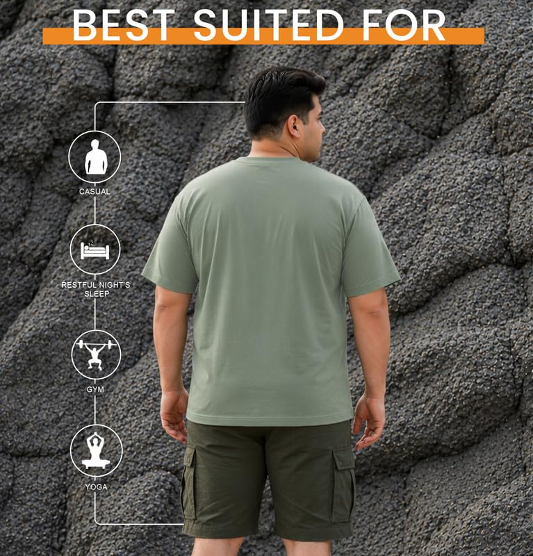 Image of Sleepynuts Men's Everyday Wear Crew Neck Regular Fit T-Shirt | Half Sleeve Solid Plain Casual T-Shirt for Men | Soft Breathable Fabric |