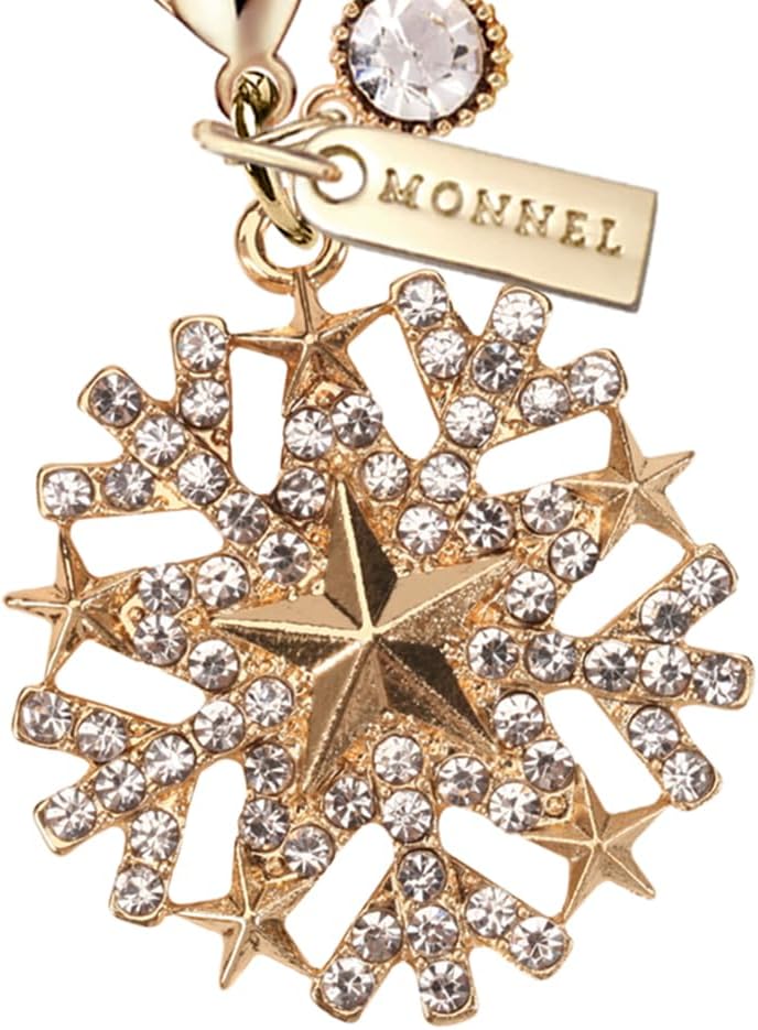 MC393 Crystal Little Snowflake Lobster Clasp Charm for Women with Velvet Bag (Gold,1 Piece) - Image 2